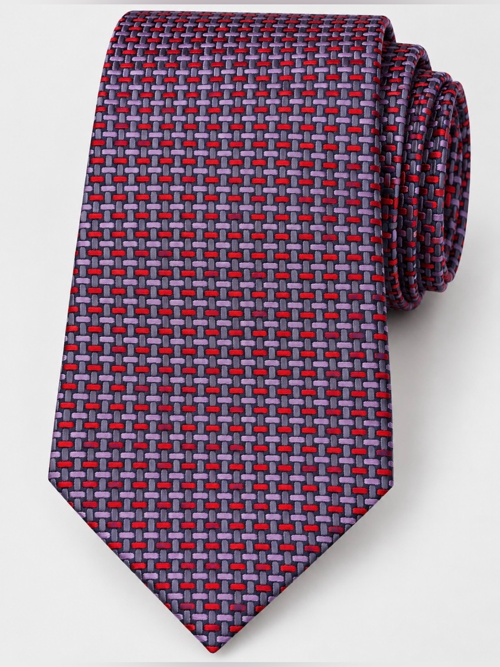 Ted Baker London 100% Silk Purple & Red Geometric Necktie